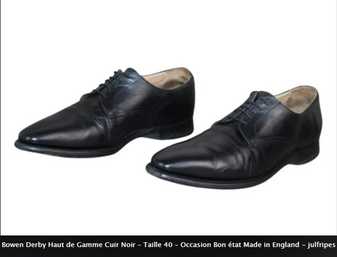 Bowen Derby Haut de Gamme Cuir Noir – Taille 40 – Occasion Bon état Made in England
