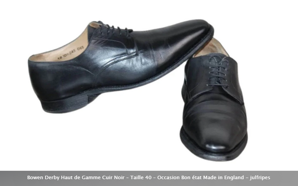 Bowen Derby Haut de Gamme Cuir Noir – Taille 40 – Occasion Bon état Made in England