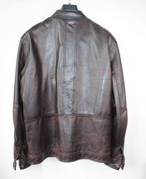 Blouson Vintage Cuir veritable Marron Bonobo – Taille XXL – Occasion Très Bon état