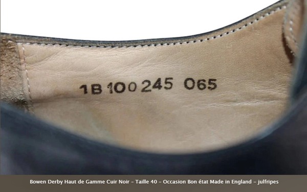 Bowen Derby Haut de Gamme Cuir Noir – Taille 40 – Occasion Bon état Made in England