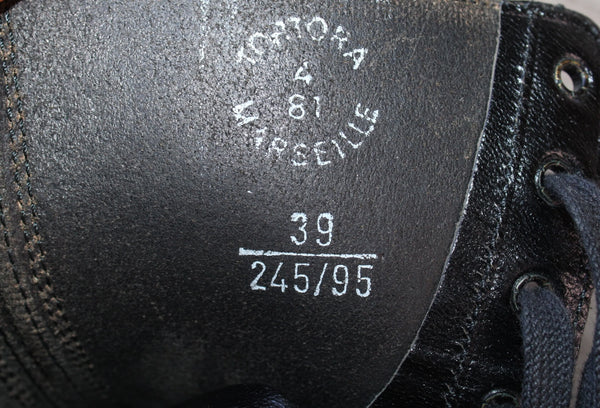 Chaussure Militaire Rangers Cuir Noir Tortora Marseille - Taille 39 Unisexe – Occasion très bon état Made in France
