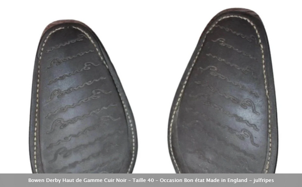 Bowen Derby Haut de Gamme Cuir Noir – Taille 40 – Occasion Bon état Made in England