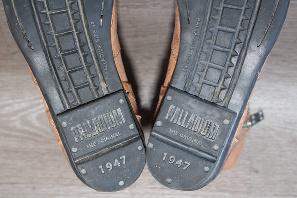 Bottes Vintage Palladium Cuir Beige – T40 Unisexe – Très Bon État