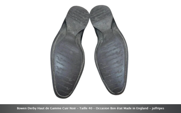 Bowen Derby Haut de Gamme Cuir Noir – Taille 40 – Occasion Bon état Made in England