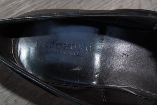Chaussure de Luxe Cuir Noir Heschung - Taille 41,5 Eu – Occasion Bon état Made in France - julfripes