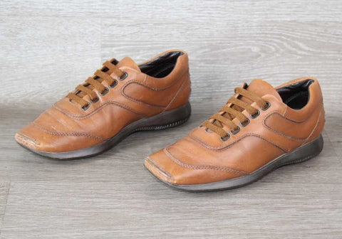 Hogan Sneaker Vintage Cuir Marron – Taille 36 Unisexe – Occasion très bon état Made in Italy - julfripes