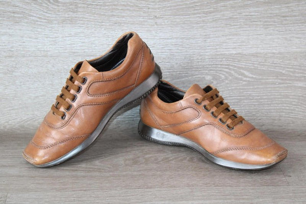 Hogan Sneaker Vintage Cuir Marron – Taille 36 Unisexe – Occasion très bon état Made in Italy - julfripes