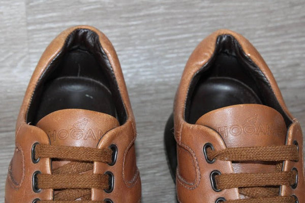 Hogan Sneaker Vintage Cuir Marron – Taille 36 Unisexe – Occasion très bon état Made in Italy - julfripes