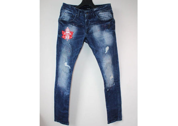 Pantalon Jeans Graffiti Slim Bleu BLVCK Denim – Taille M - W32 – Occasion très bon état - julfripes