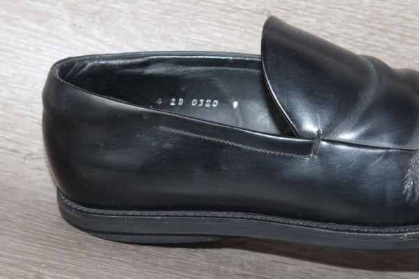 Prada Authentique Mocassin Cuir Brossé Noir - Taille 43 - Occasion Bon état Made in Italy - julfripes