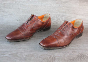 Santoni Richelieu Cuir Marron – Taille 44 – Occasion très bon état Made in Italy - julfripes