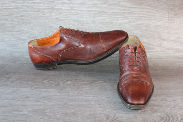 Santoni Richelieu Cuir Marron – Taille 44 – Occasion très bon état Made in Italy - julfripes