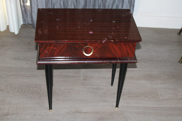 Tables de chevet vintage Art Déco en acajou – à relooker, charme authentique