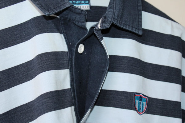 Polo Rayures Olympique Marseille Football Manches longues – Taille L – Occasion très bon état - julfripes