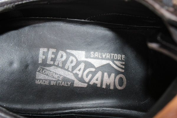 Salvatore Ferragamo Derby Cuir Noir – Taille 41,5 – Occasion Très Bon état Made in Italy - julfripes