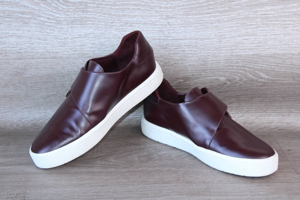 Vince Sneaker Velcro Cuir lisse Bordeaux – Taille 36 – Occasion Très Bon état - julfripes