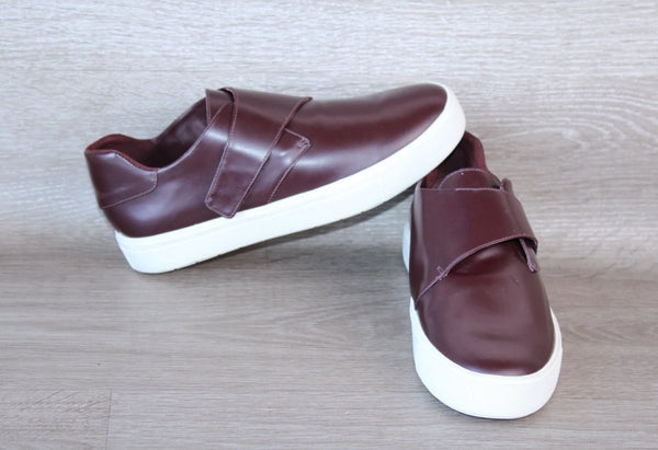 Vince Sneaker Velcro Cuir lisse Bordeaux – Taille 36 – Occasion Très Bon état - julfripes