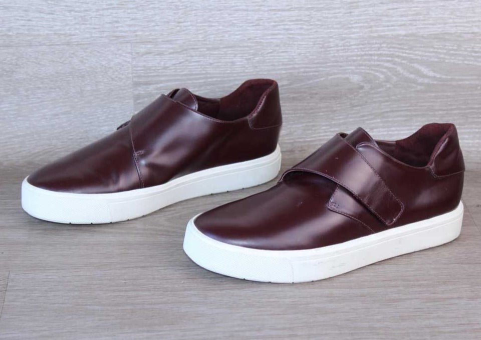 Vince Sneaker Velcro Cuir lisse Bordeaux – Taille 36 – Occasion Très Bon état - julfripes