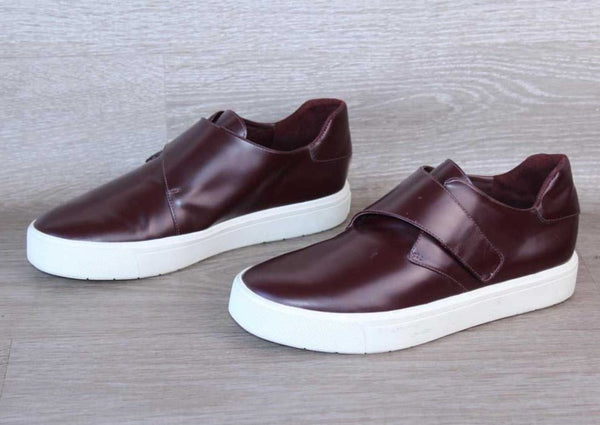 Vince Sneaker Velcro Cuir lisse Bordeaux – Taille 36 – Occasion Très Bon état - julfripes